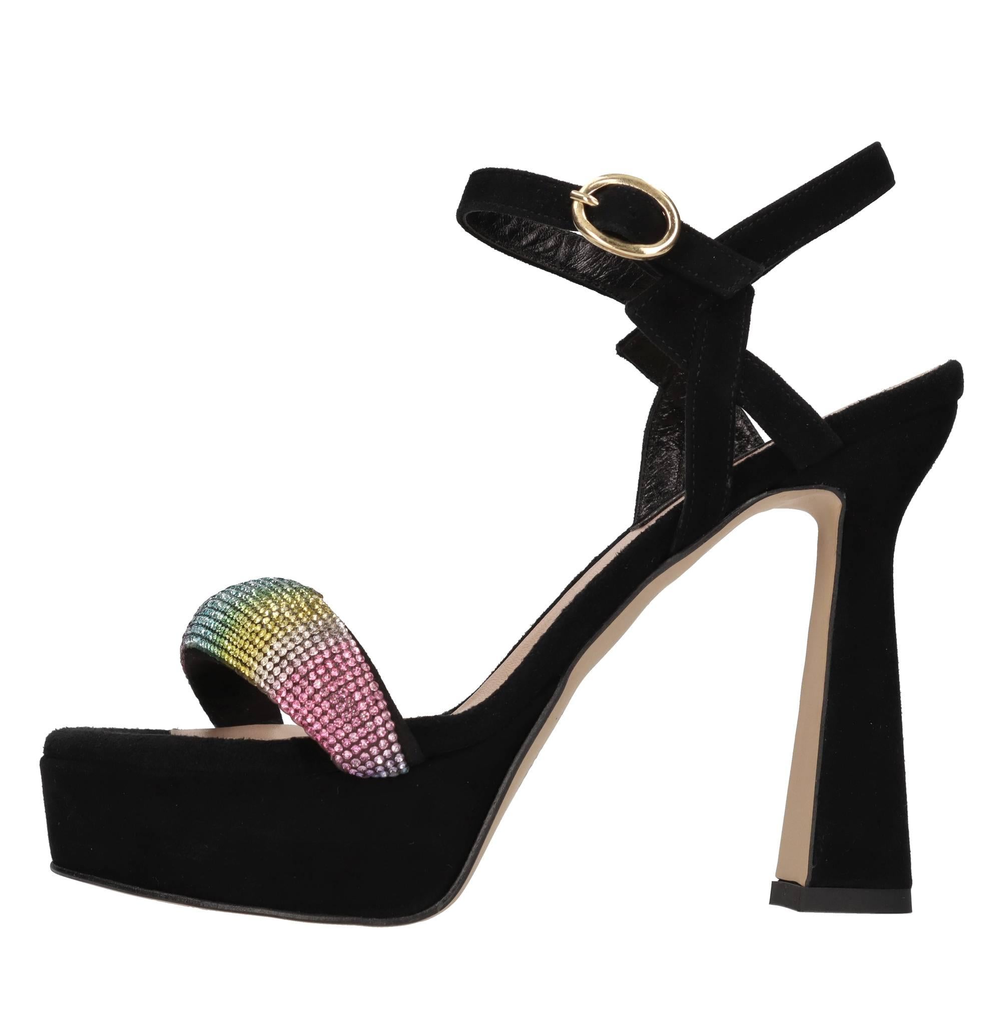 Sandali in camoscio e strass 