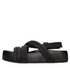 PATRIZIA BONFANTI Nico Plisse leather and fabric sandals