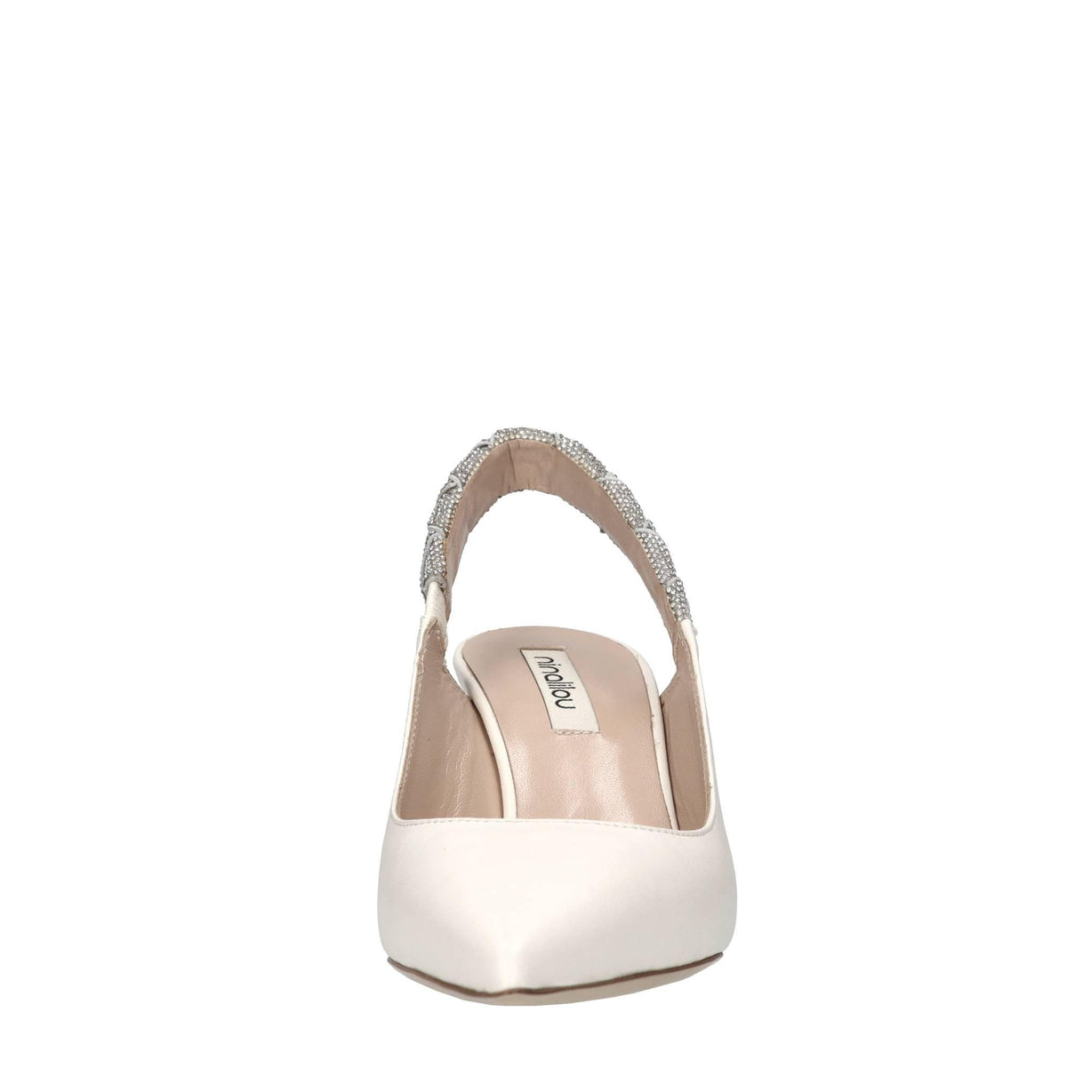 Décolleté slingback in pelle e microstrass 