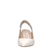 Décolleté slingback in pelle e microstrass 