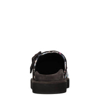 Sabot in camoscio e tessuto 
