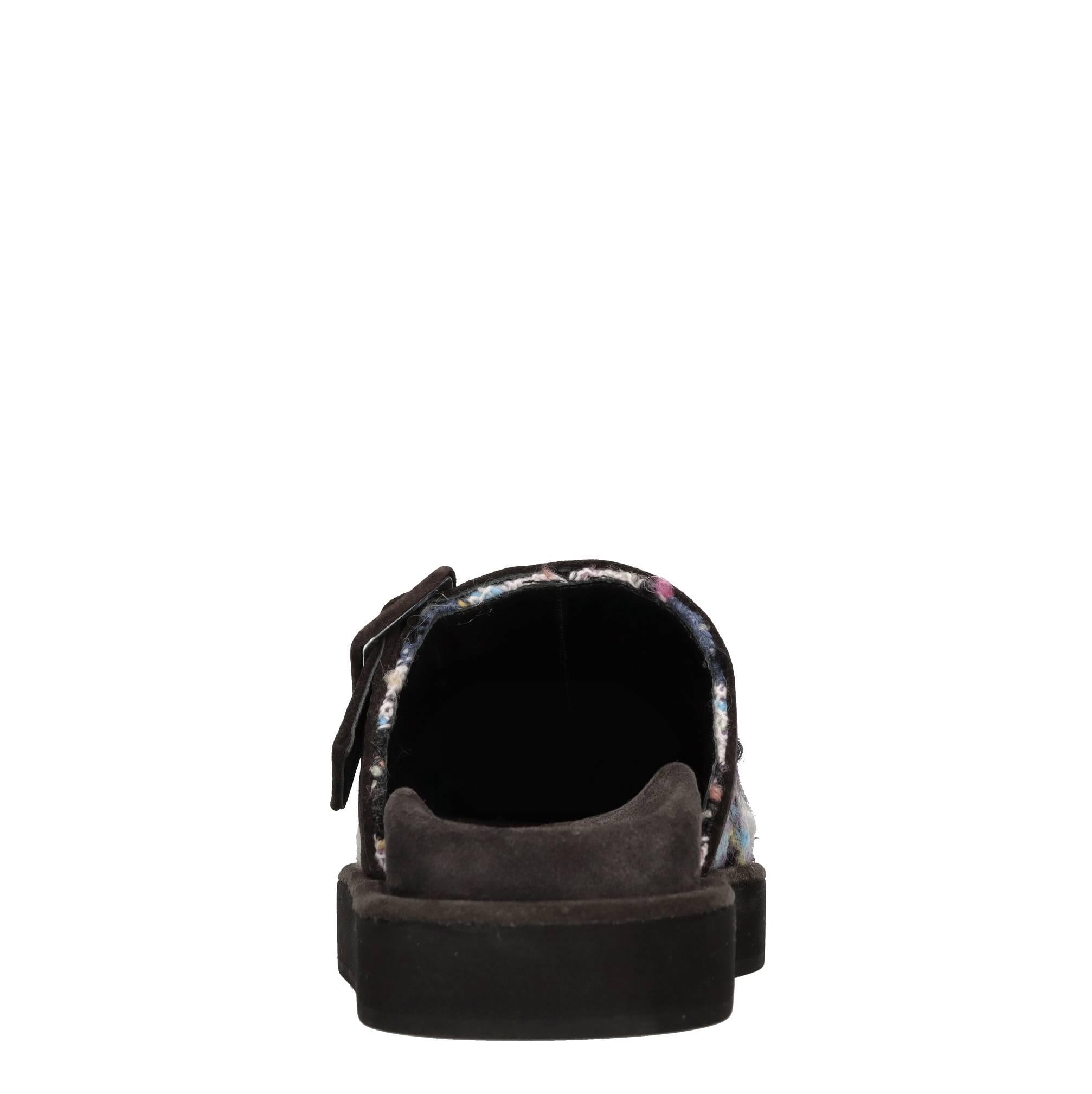 Sabot in camoscio e tessuto 