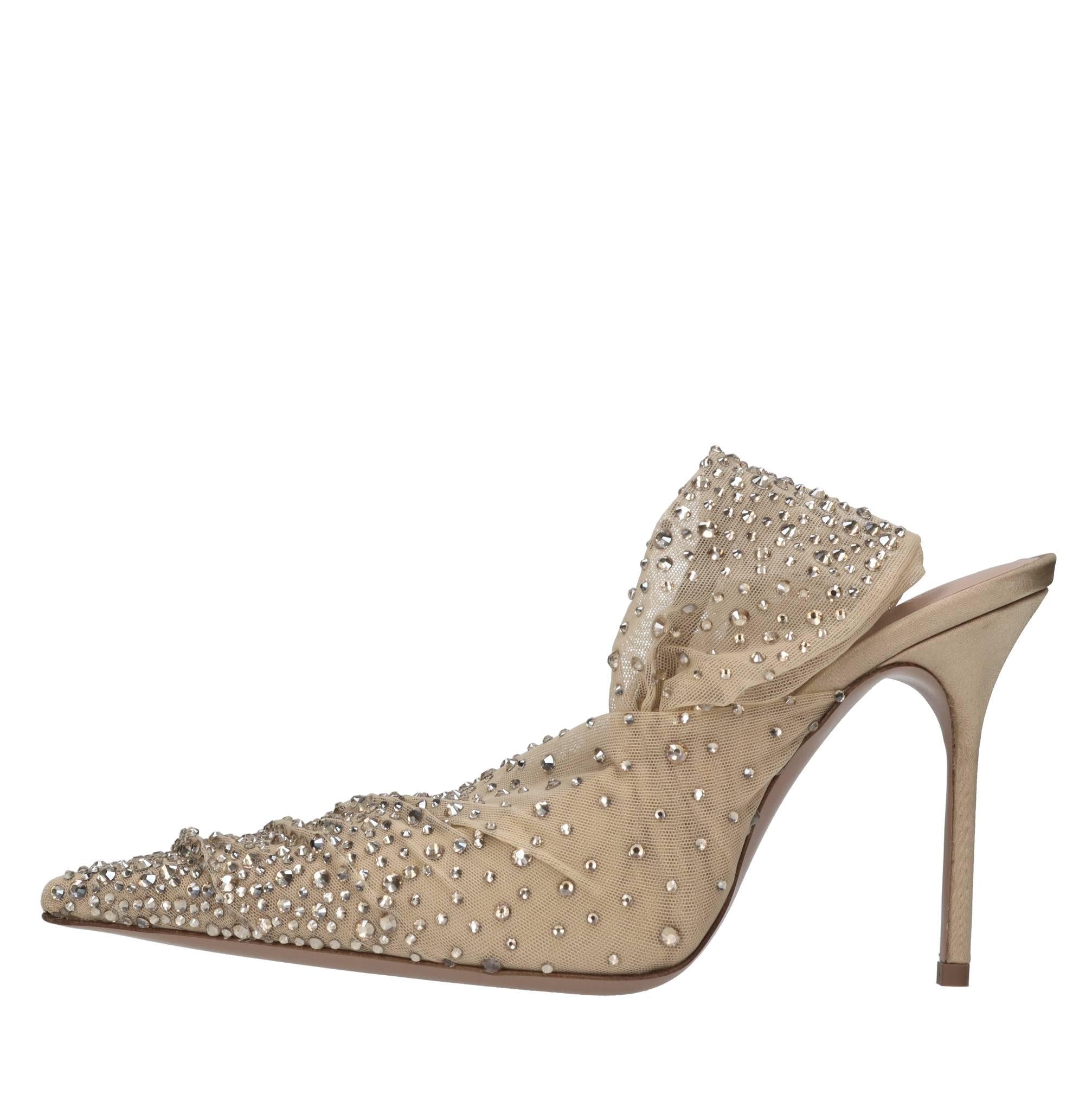 Décolleté slingback in tulle e strass 