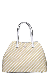 Borsa in rafia tessuto ed ecopelle 