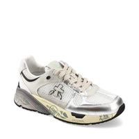 Sneakers in pelle e tessuto 