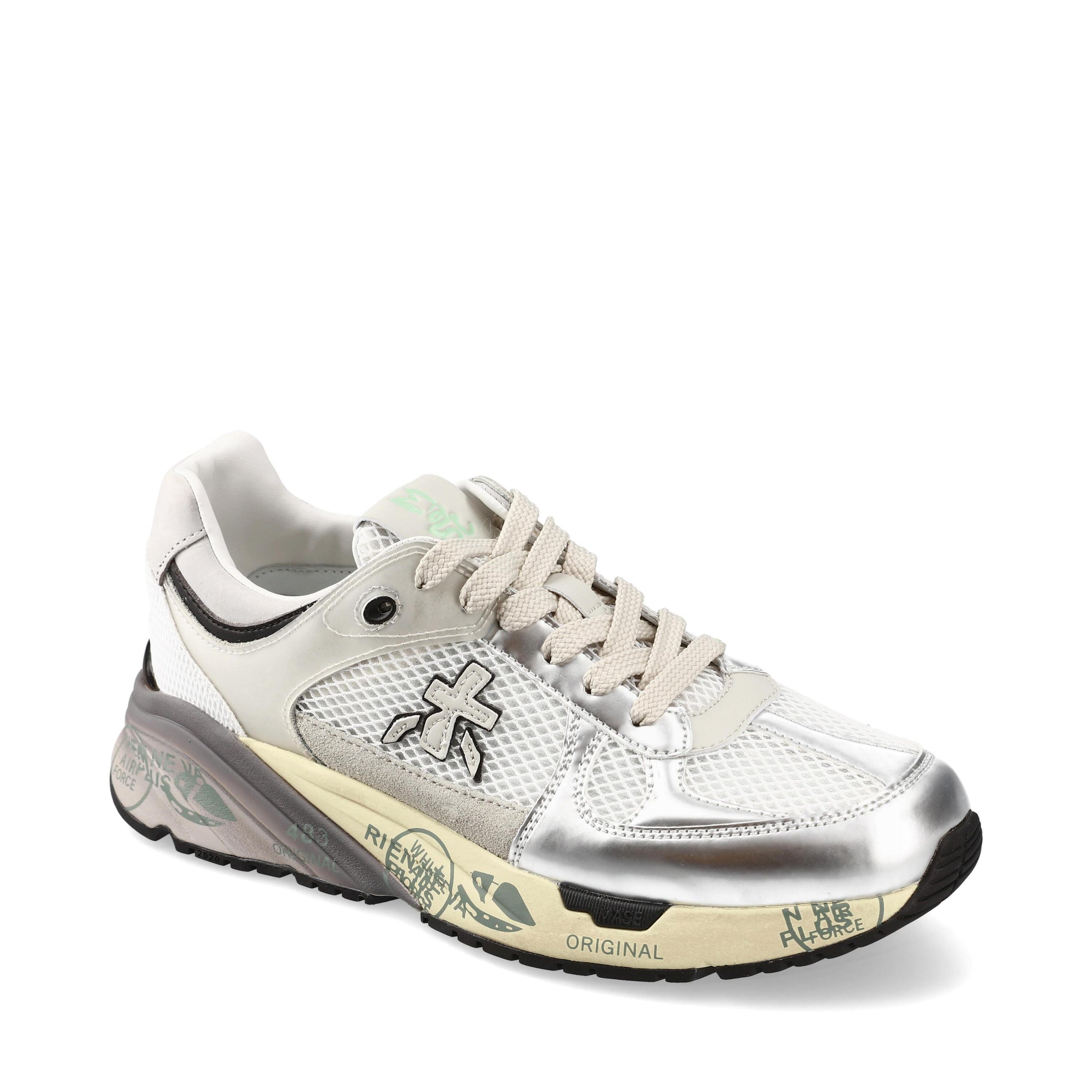 Sneakers in pelle e tessuto 