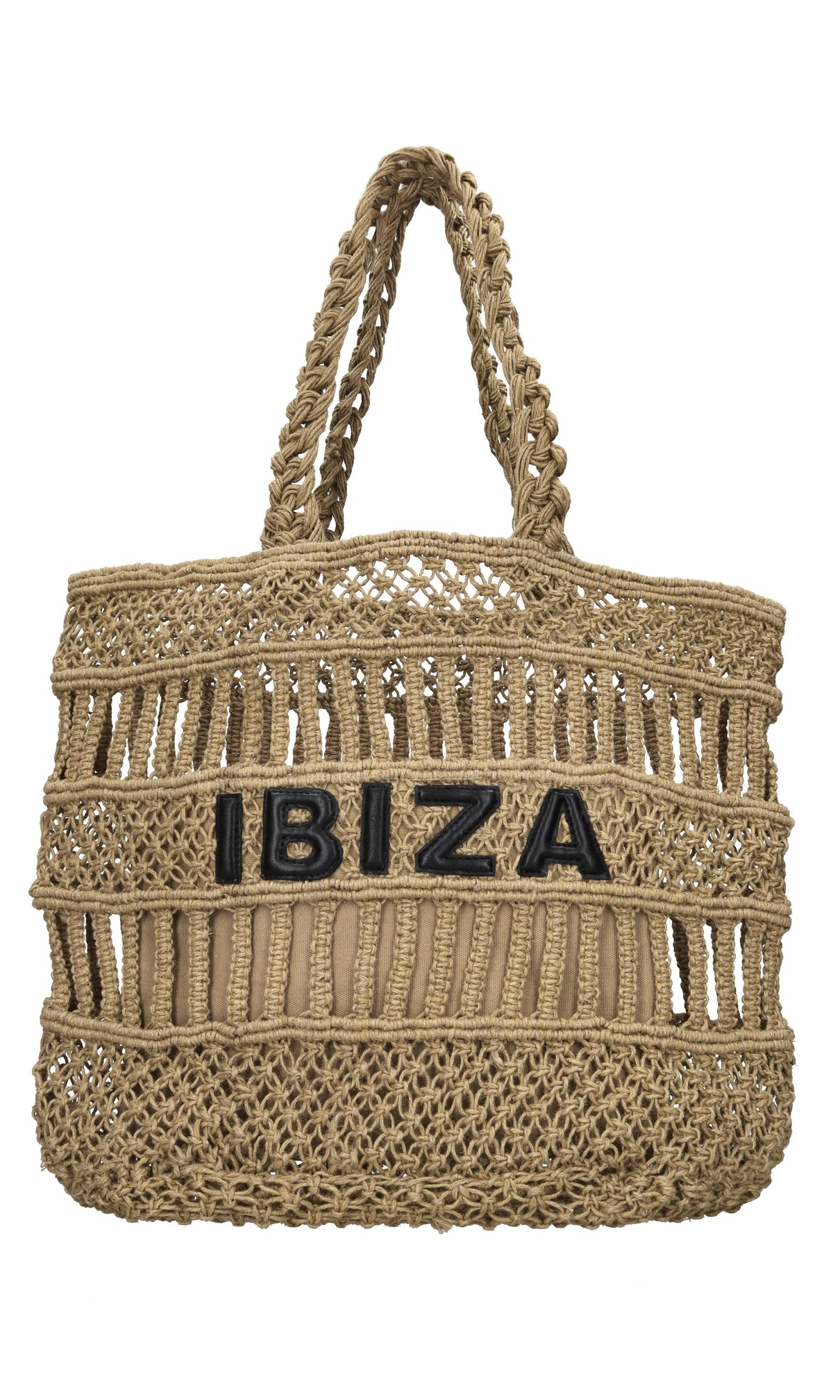 Borsa Ibiza in juta e pelle 