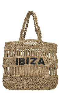 Borsa Ibiza in juta e pelle 