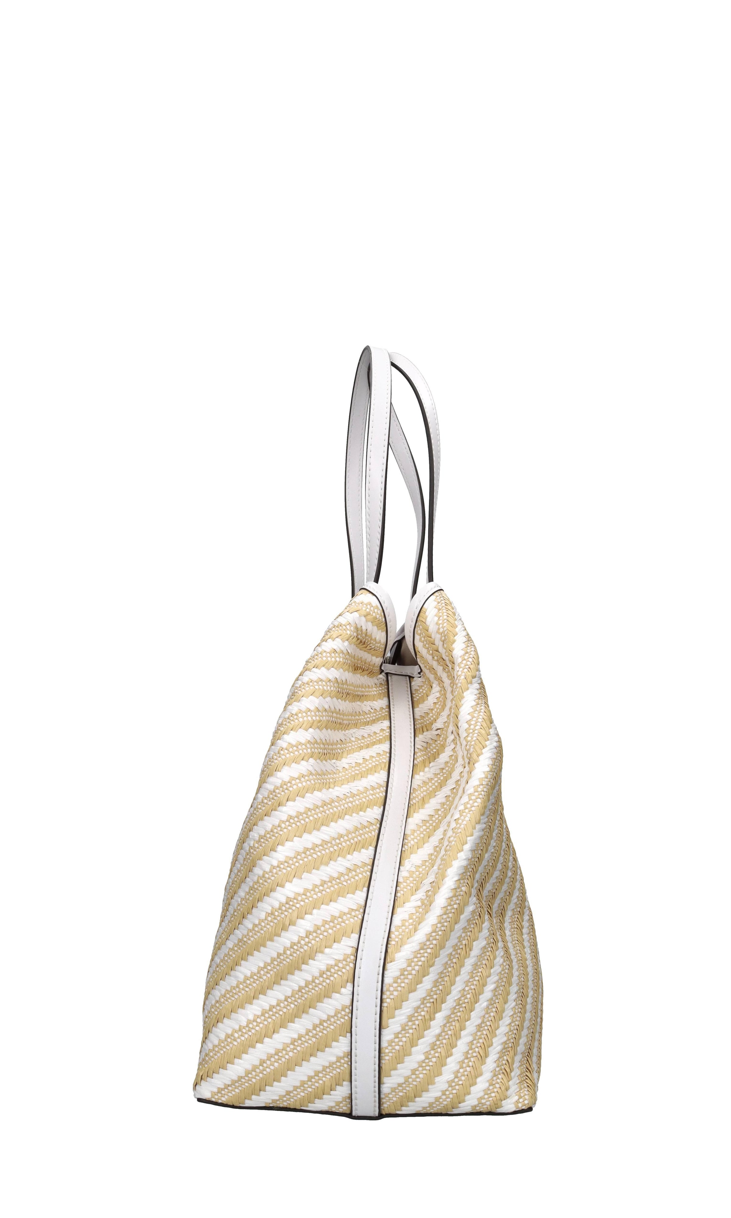 Borsa in rafia tessuto ed ecopelle 