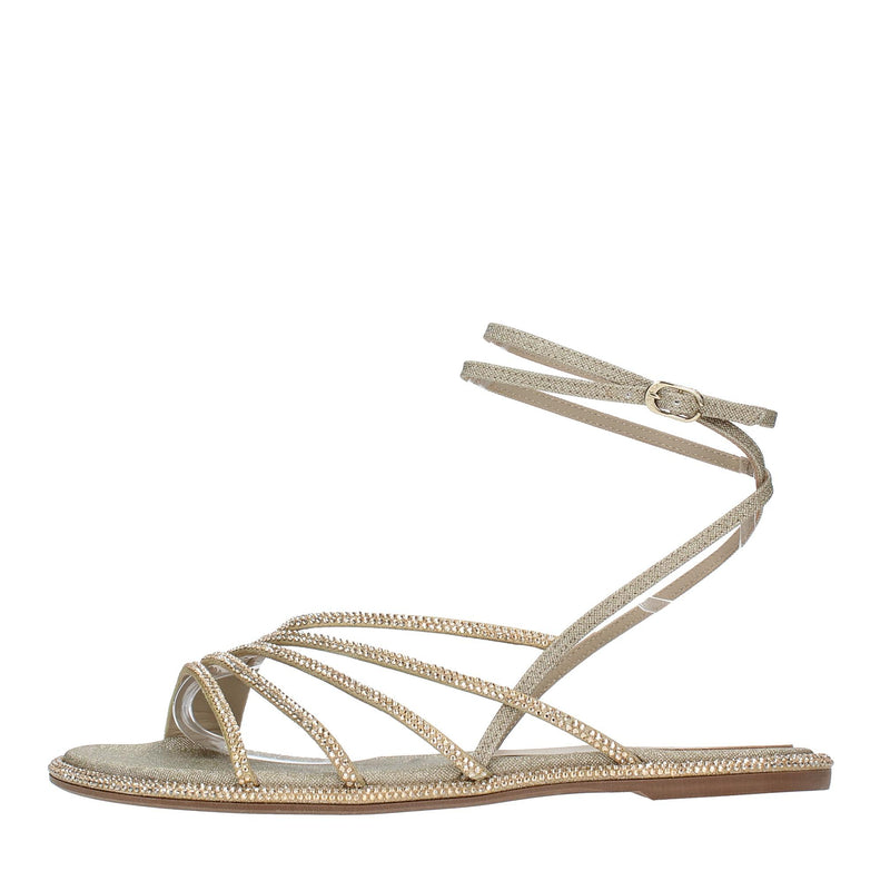 Sandali flat modello SCARLET  in tessuto e microstrass 