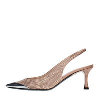 Décolleté Slingback in raso e strass 