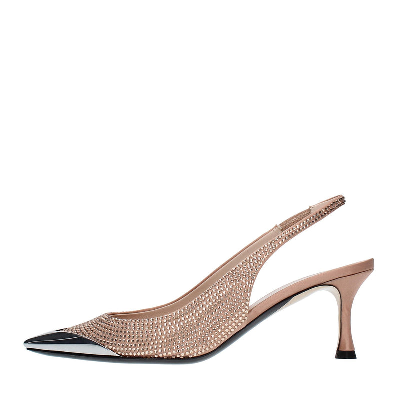Décolleté Slingback in raso e strass 