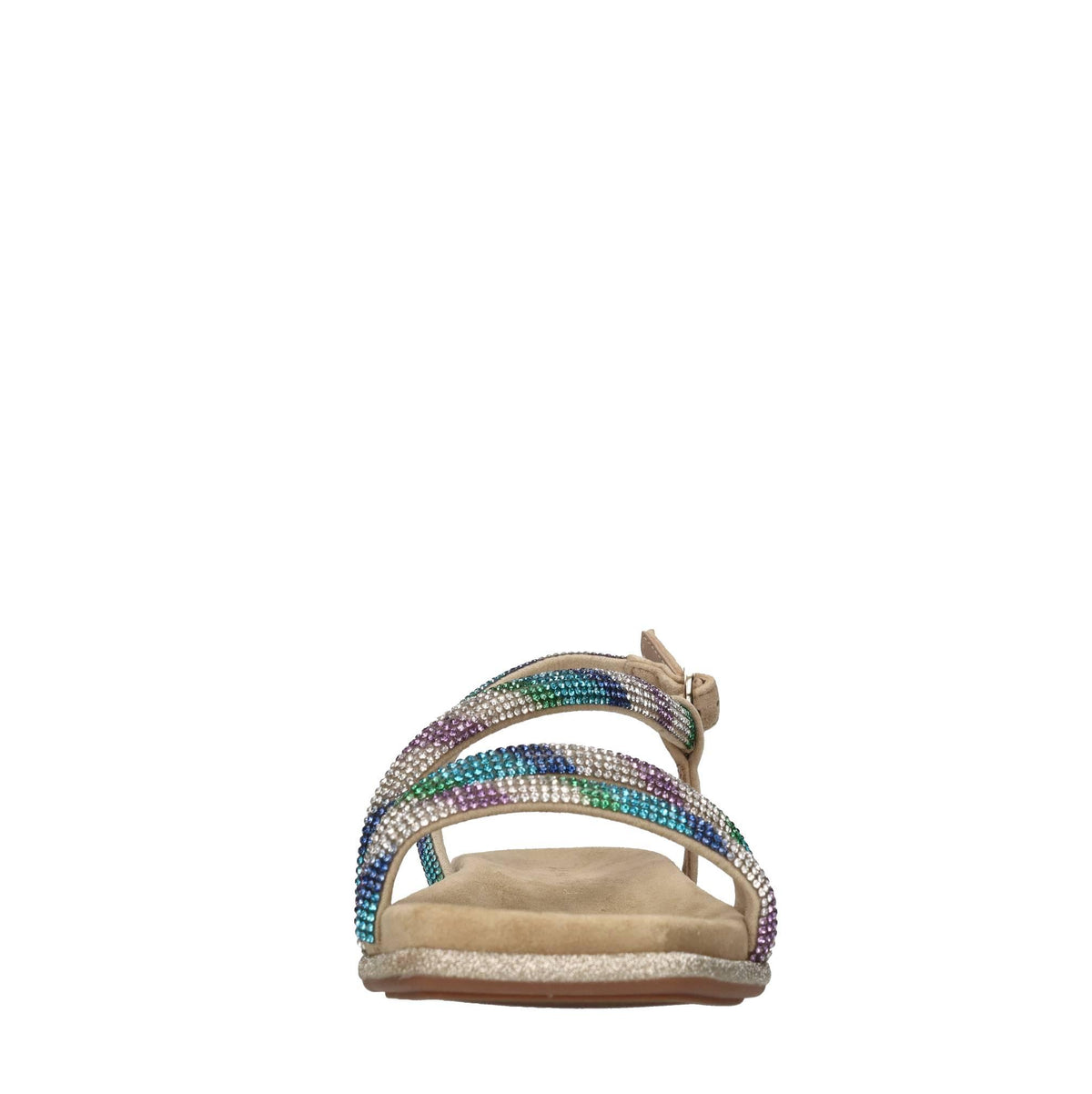 Sandali flat in camoscio e strass 