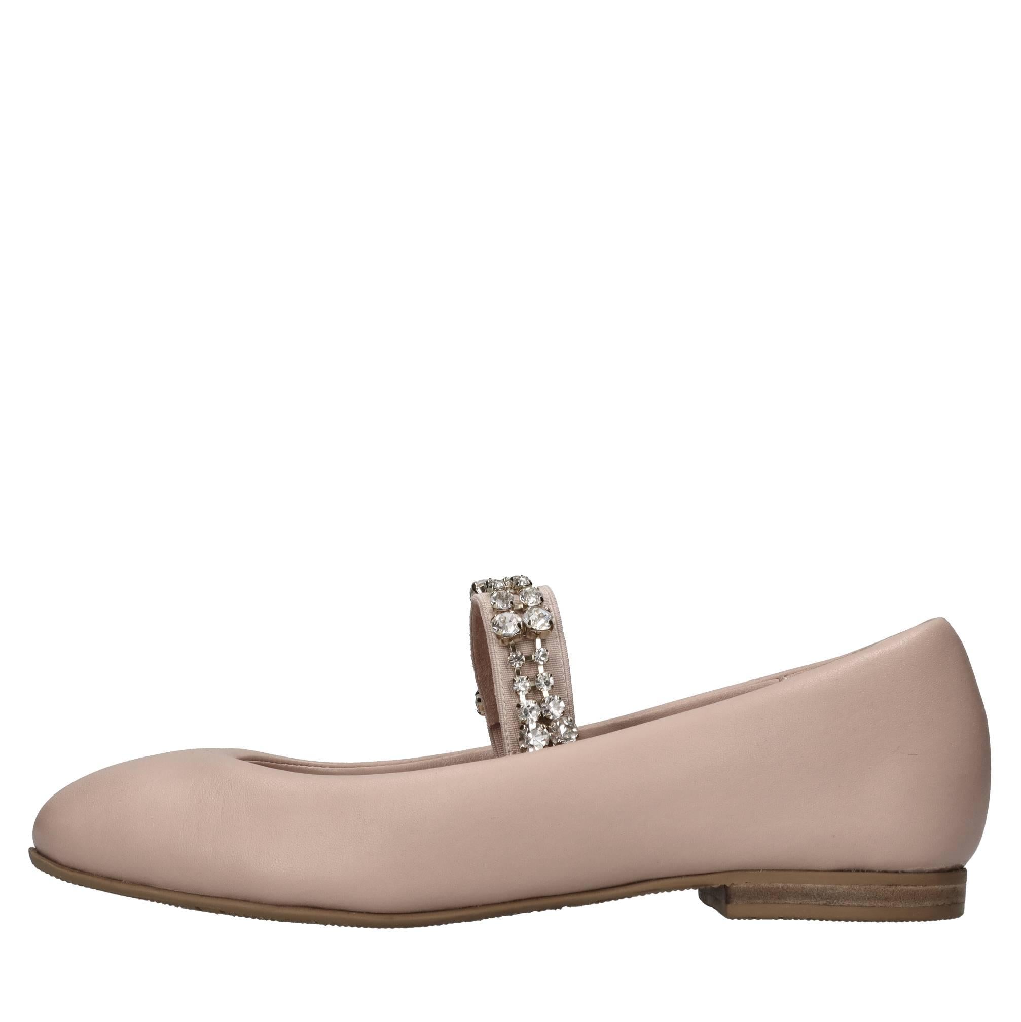 Ballerine in pelle con fascia elastica ricoperta di strass 