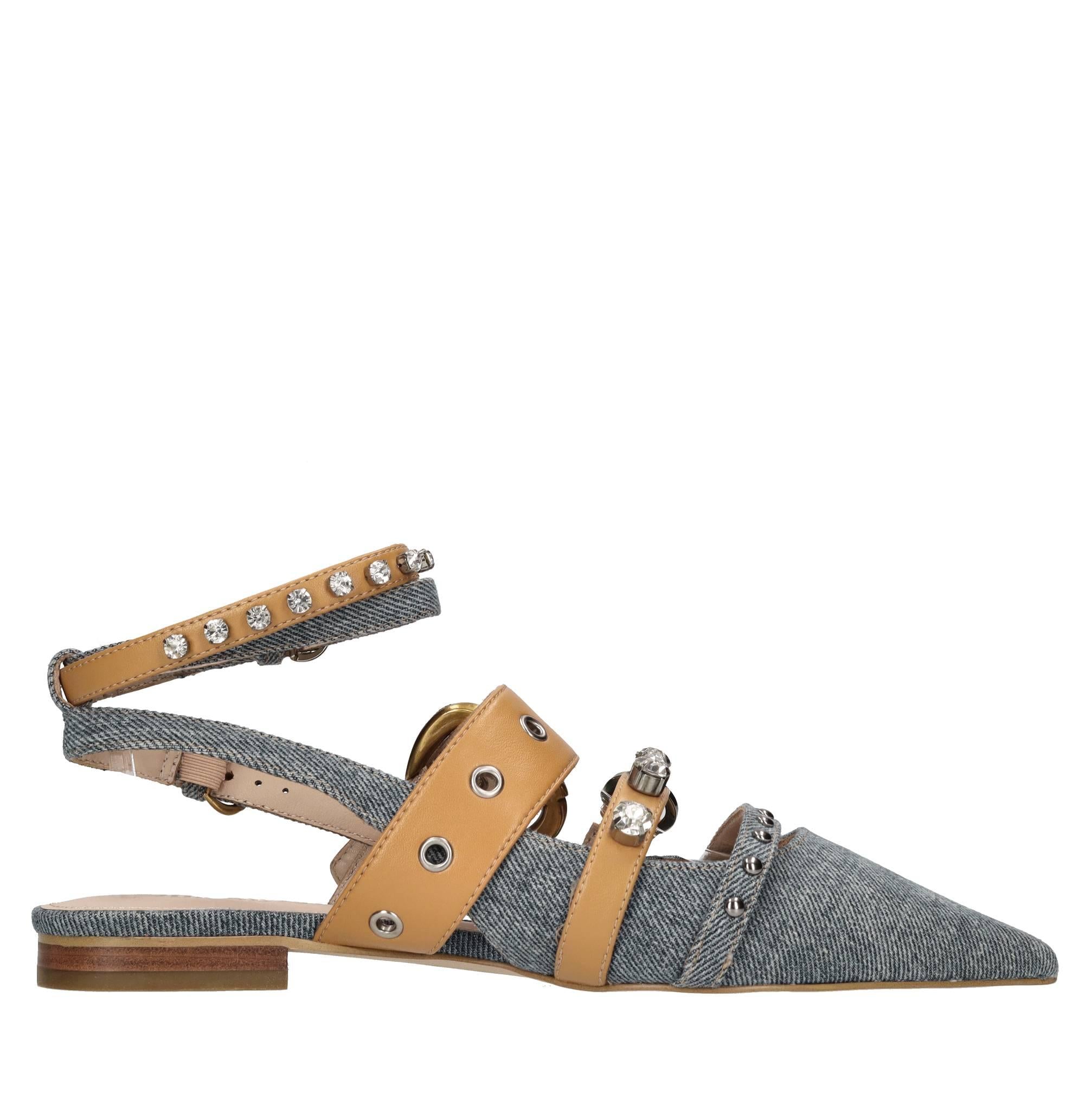 Ballerine slingback in denim ed ecopelle 