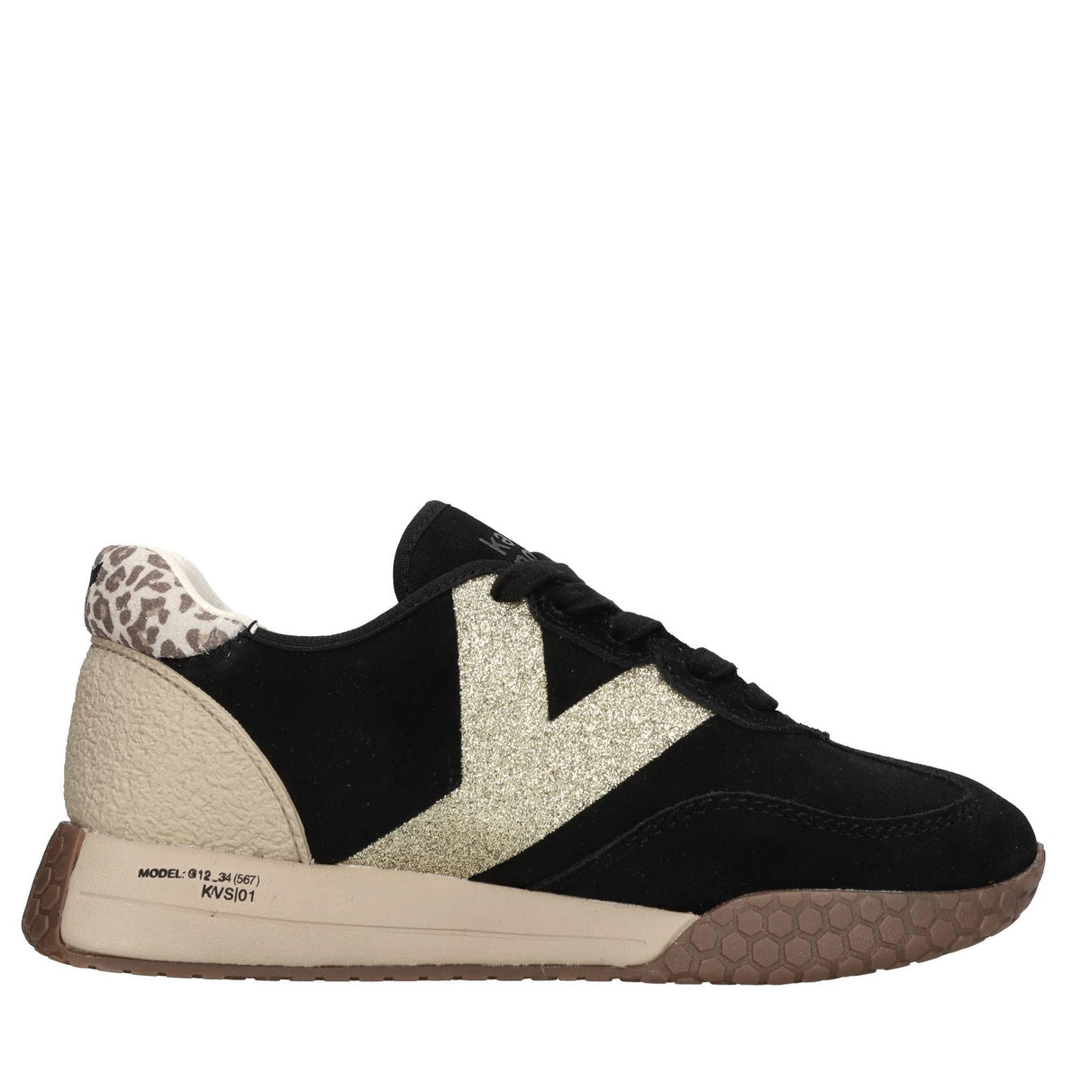 Sneakers in camoscio e glitter 