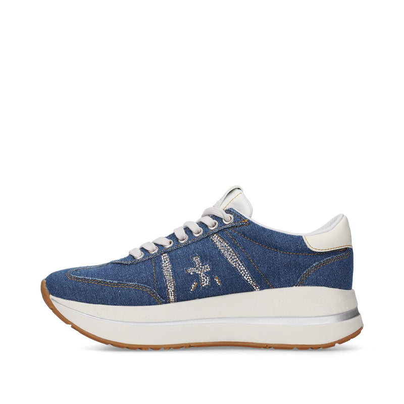 Sneakers in tessuto ecopelle e strass 