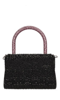 Borsa mini Cookie in raso e strass 