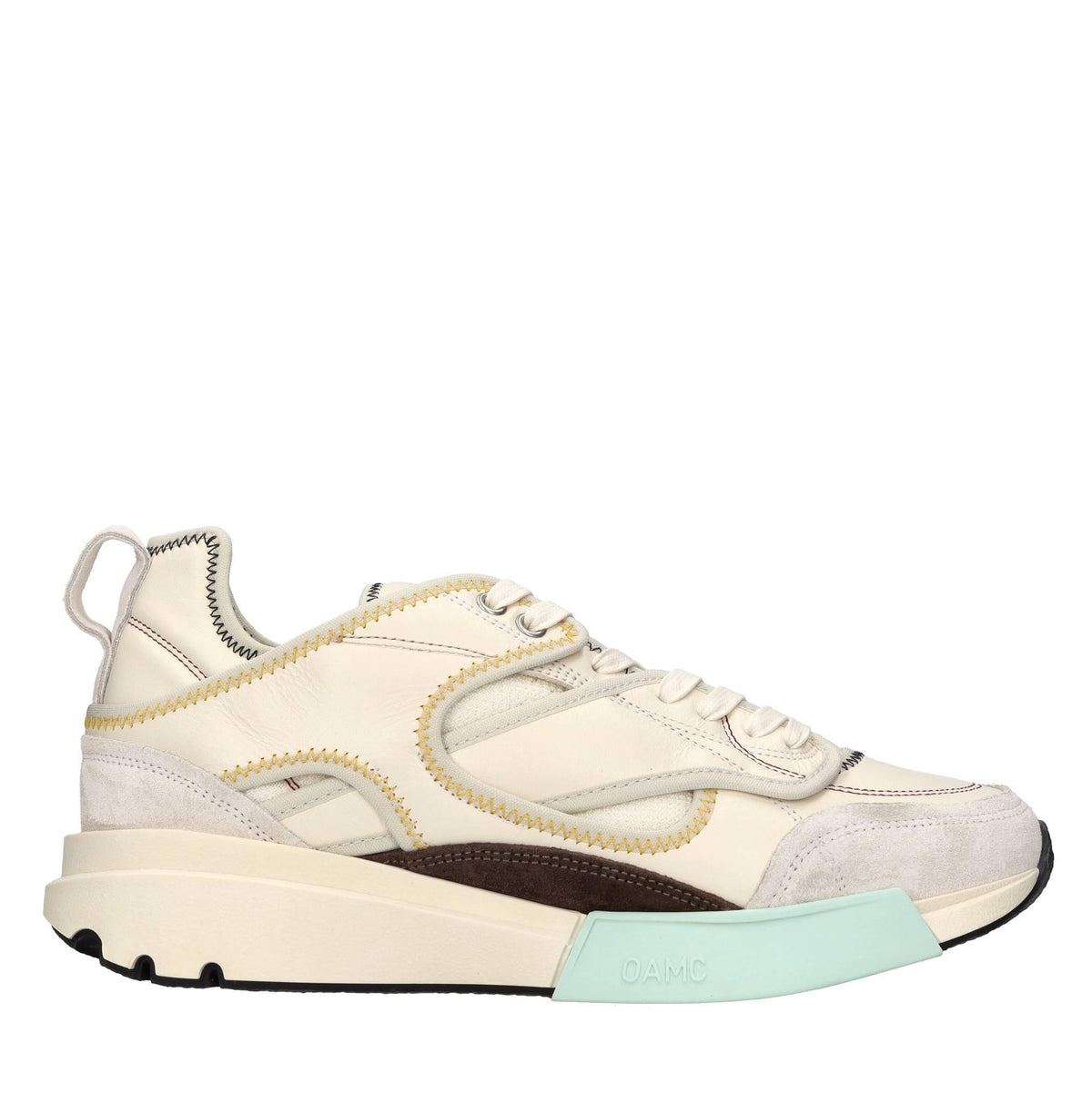 Sneakers in pelle e tessuto 