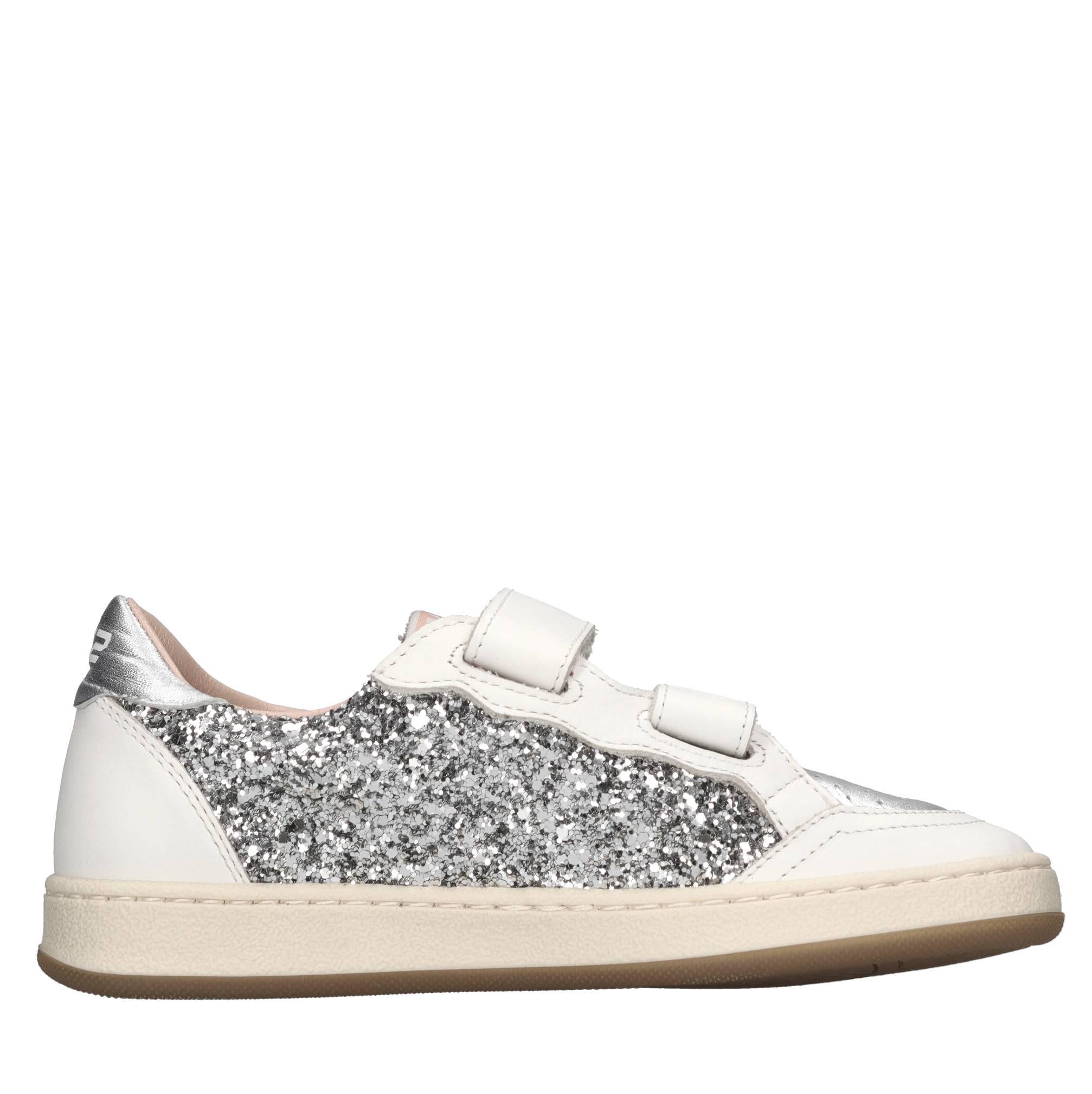 Sneakers in pelle e glitter 