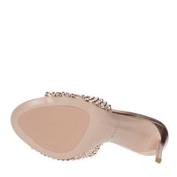 Mules in pelle tessuto e PVC 