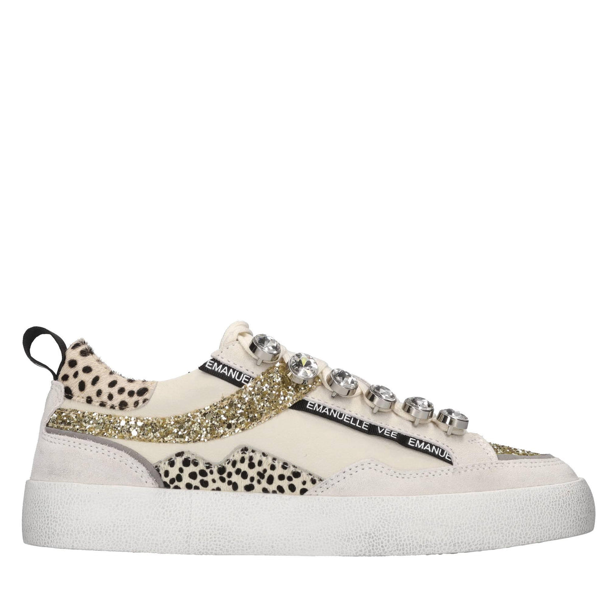 Sneakers in pelle,cavallino,glitter e strass 