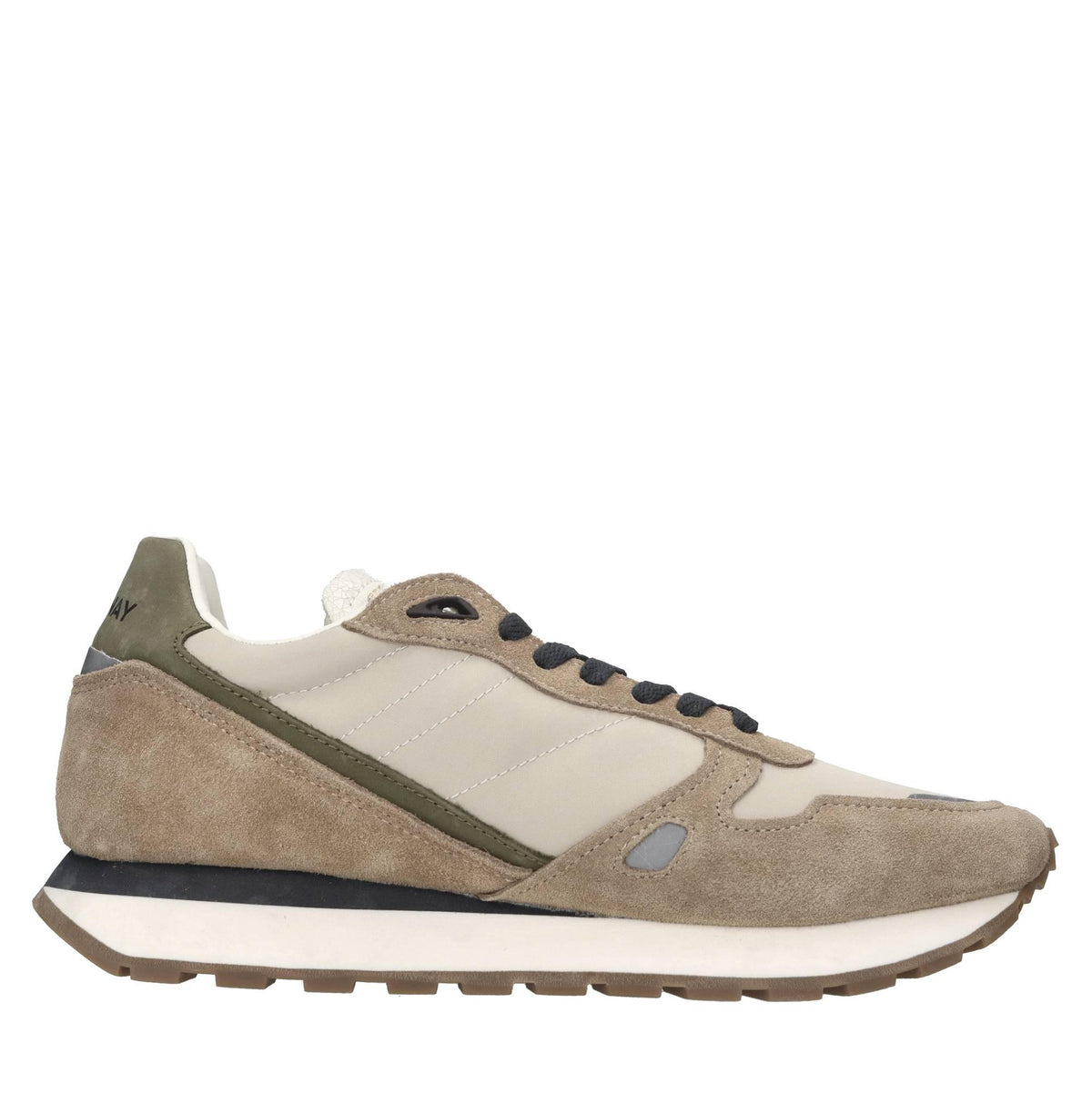 Sneakers in pelle e tessuto 