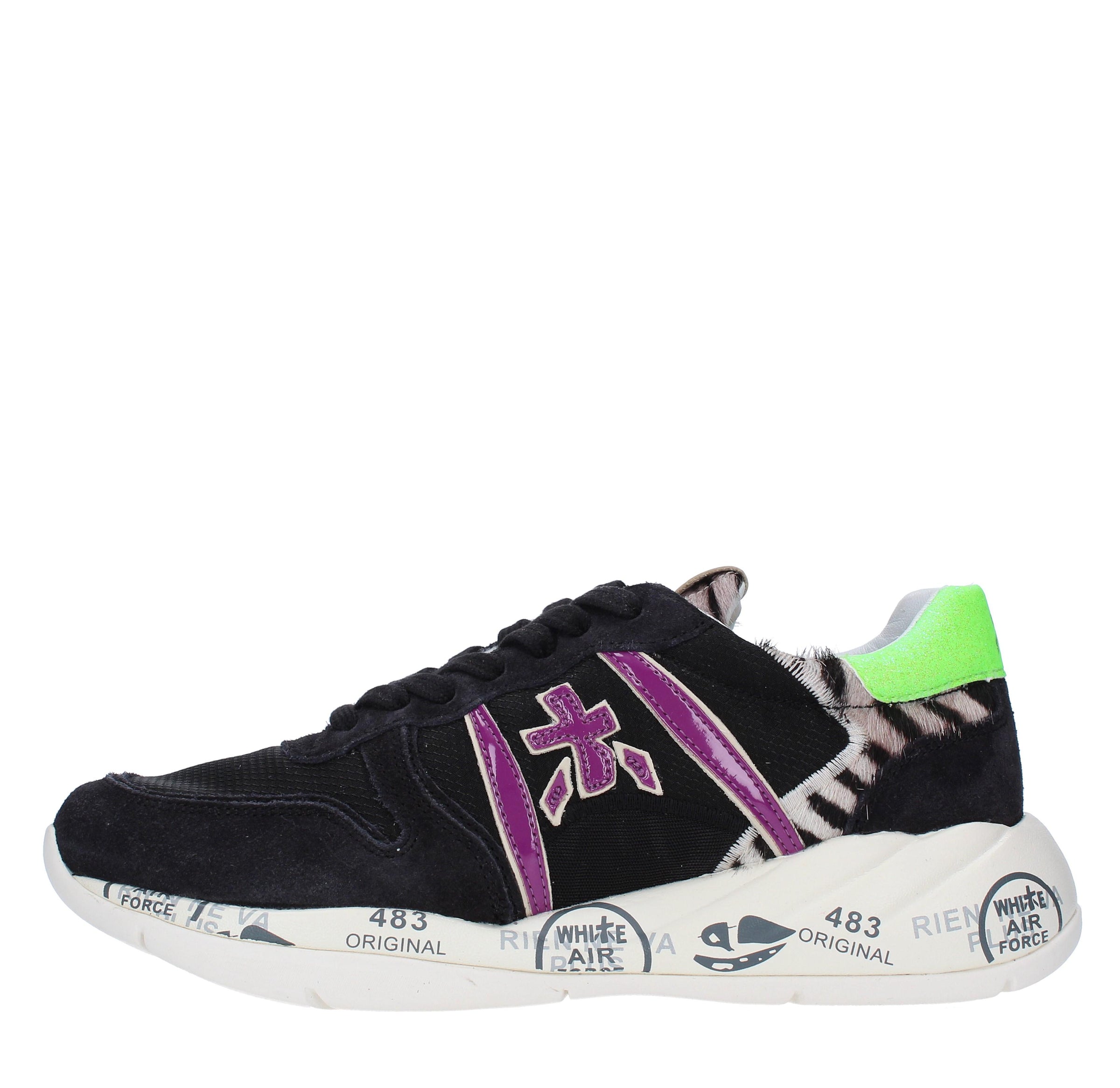 Sneakers in camoscio cavallino e tessuto 