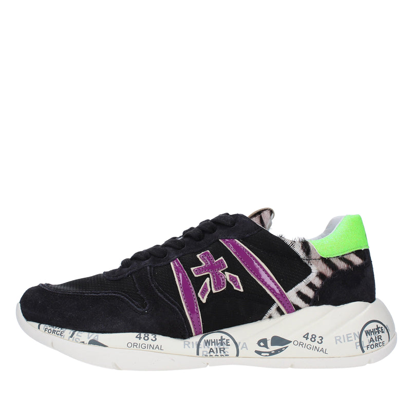 Sneakers in camoscio cavallino e tessuto 