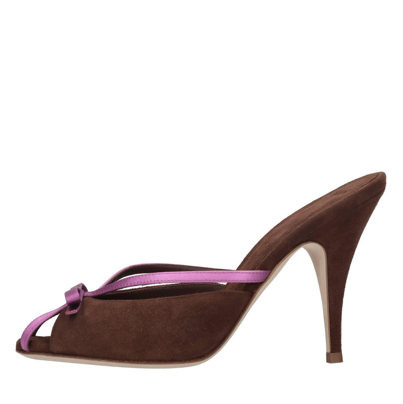 Mules Sally in camoscio e raso 
