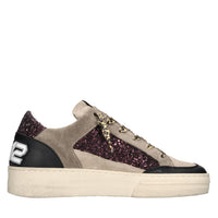 Sneakers in camoscio,pelle e glitter 