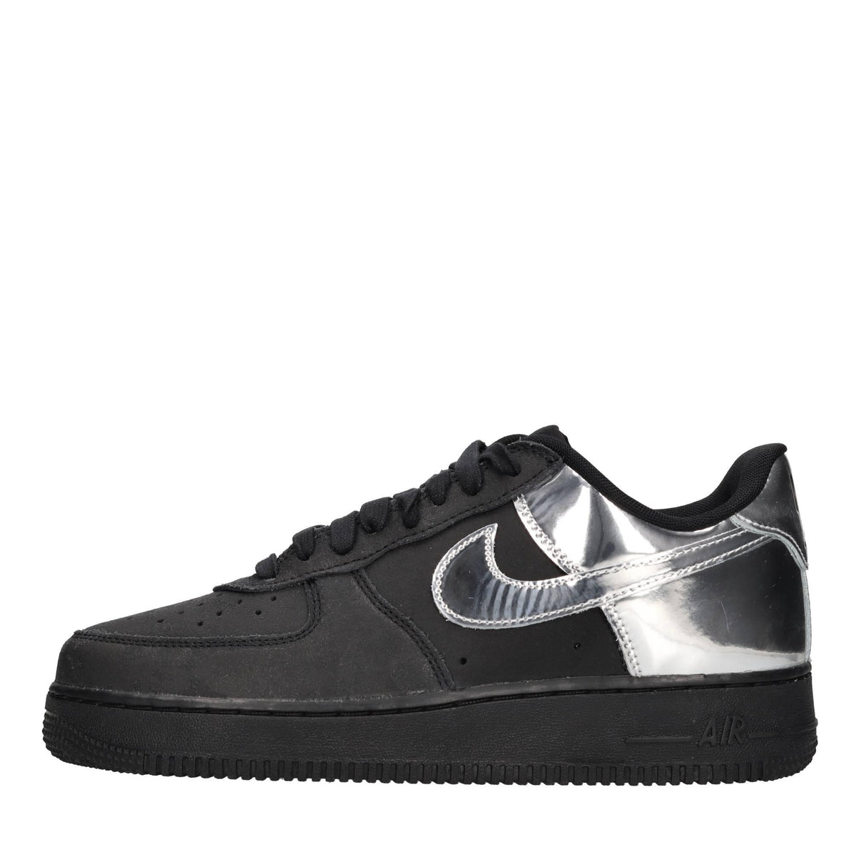 Sneakers in pelle con dettagli color argento specchiato 