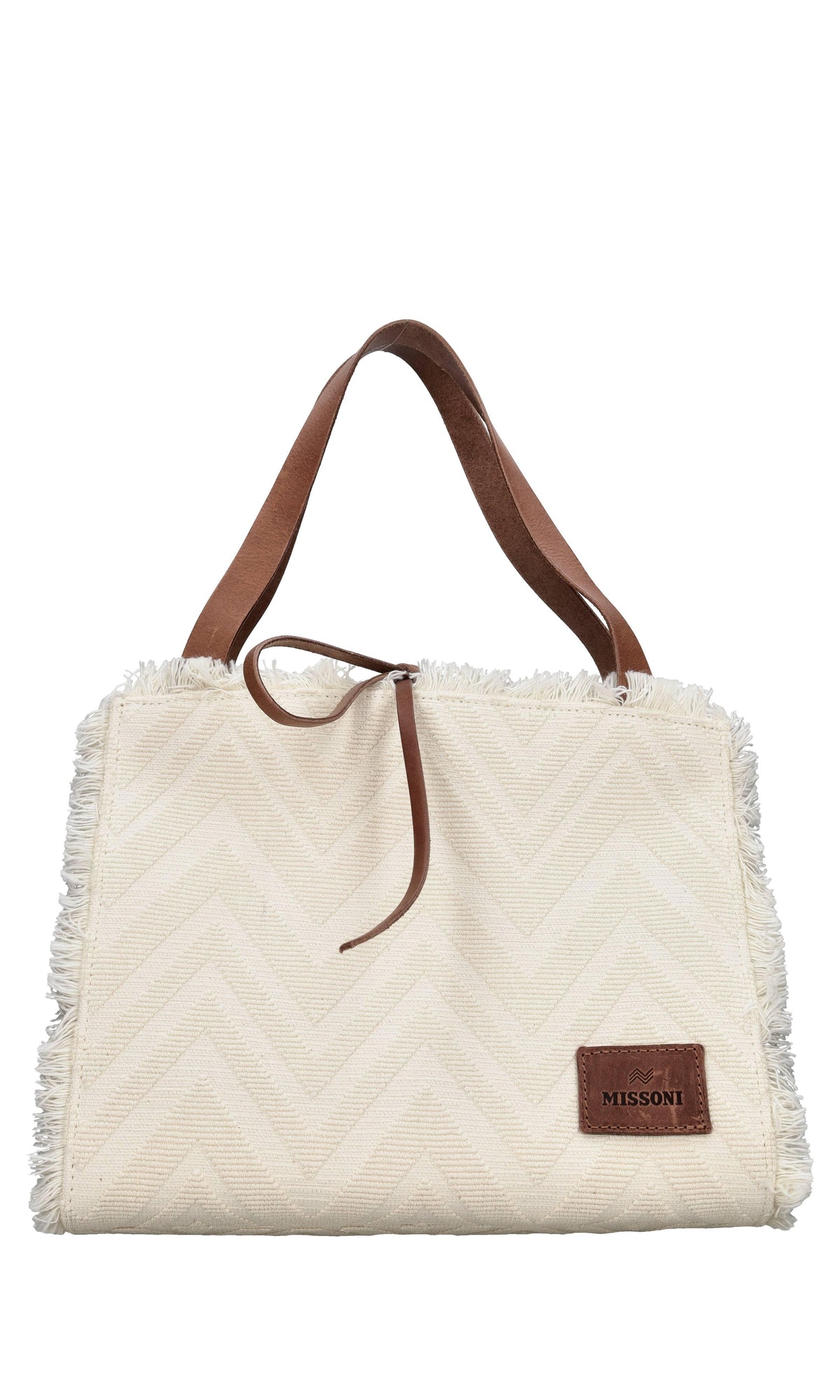 Borsa in tessuto zig zag e pelle 