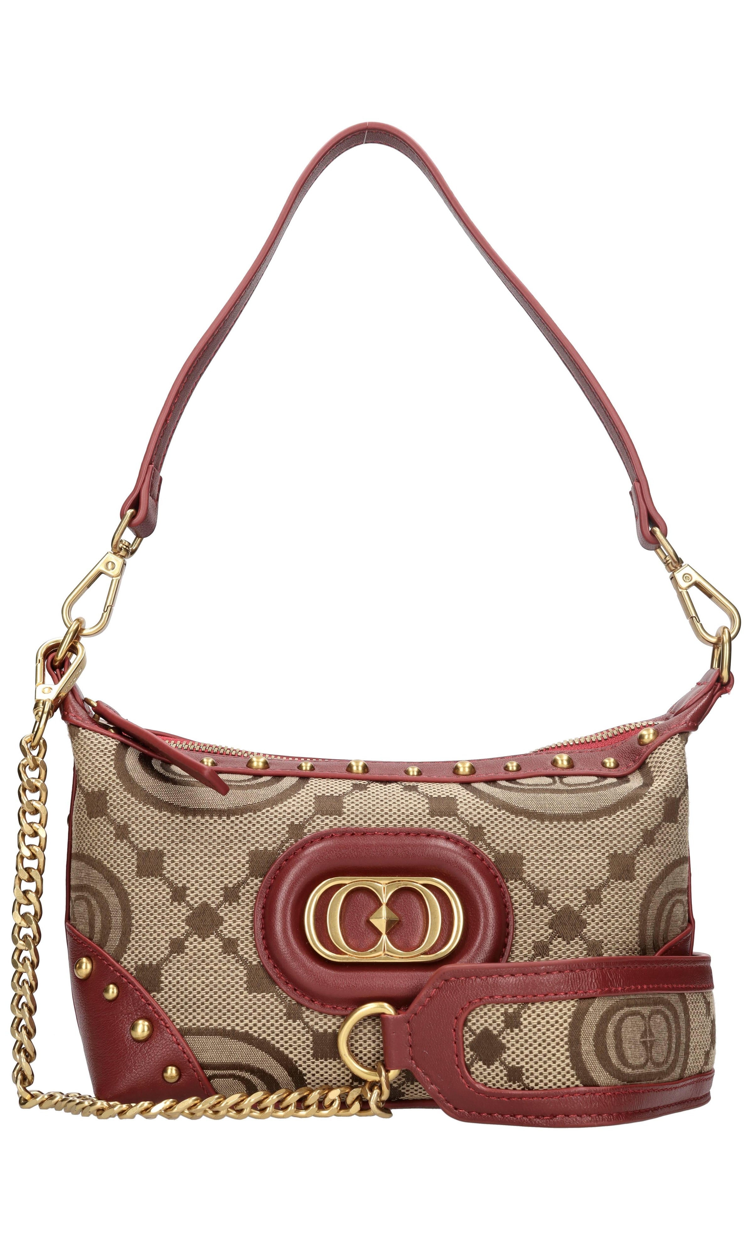 Borsa in pelle e tessuto 