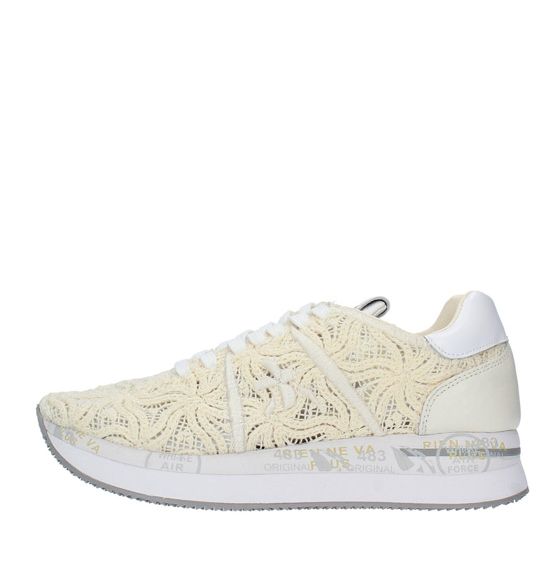 Sneakers in pelle e tessuto 