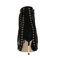 Tronchetti Superblade in camoscio con borchie forate color oro 