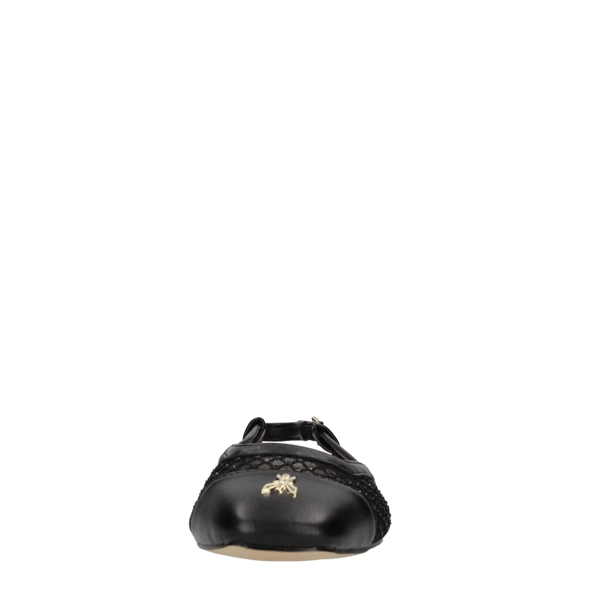 Flat in ecopelle,rete in tessuto e strass 