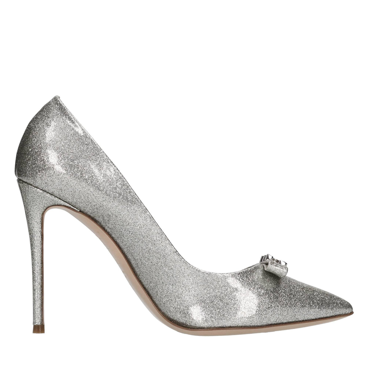 Décolleté Splendida in tessuto microglitter specchiato 