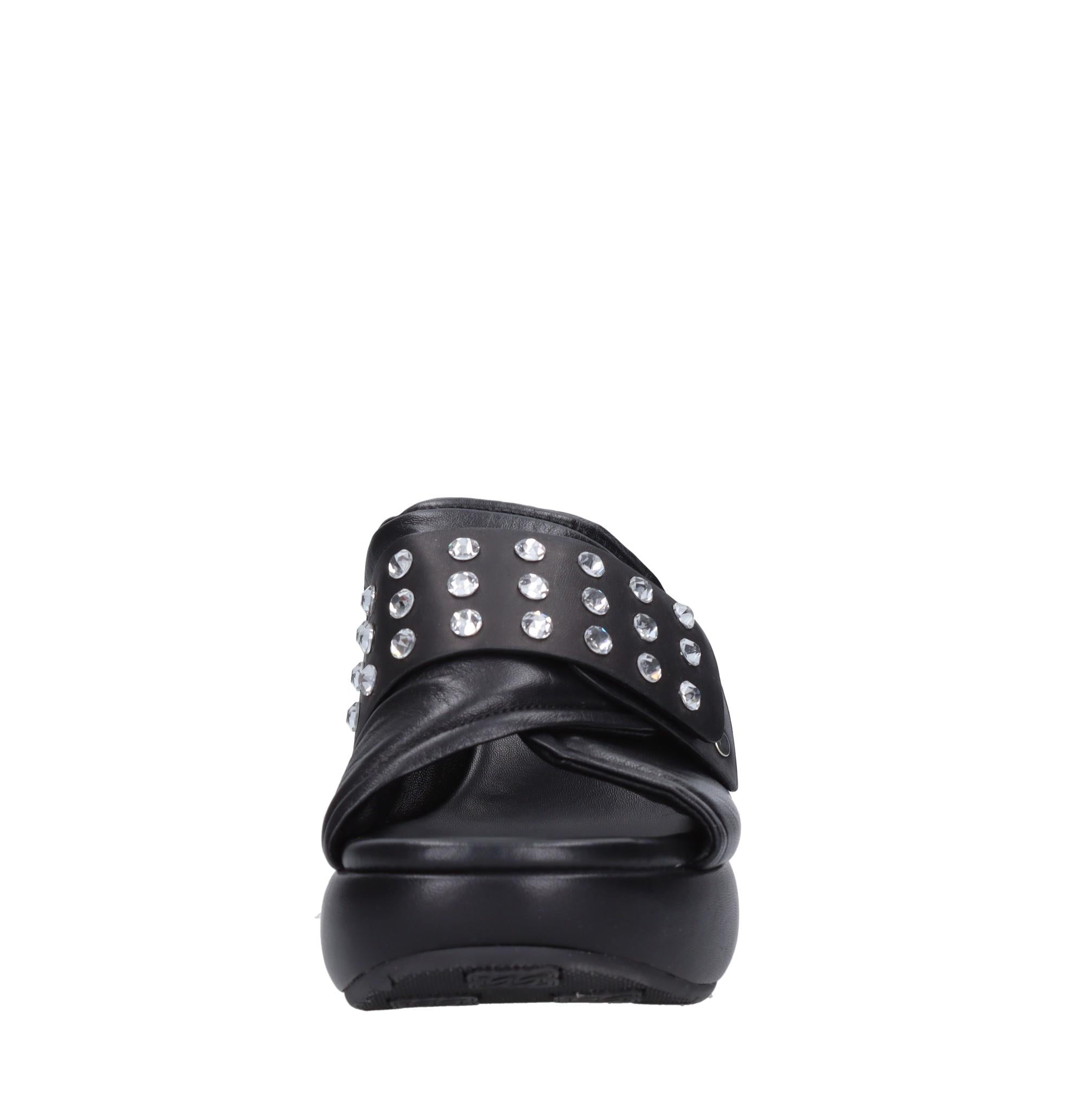 Mules Zeppa in pelle e strass 