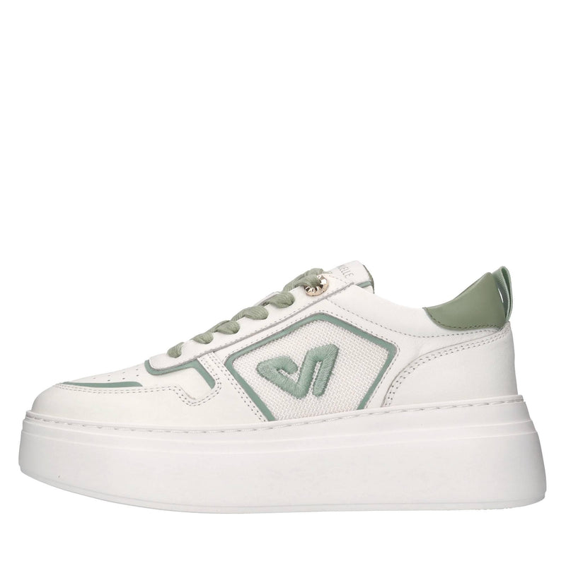 Sneakers in pelle e tessuto 