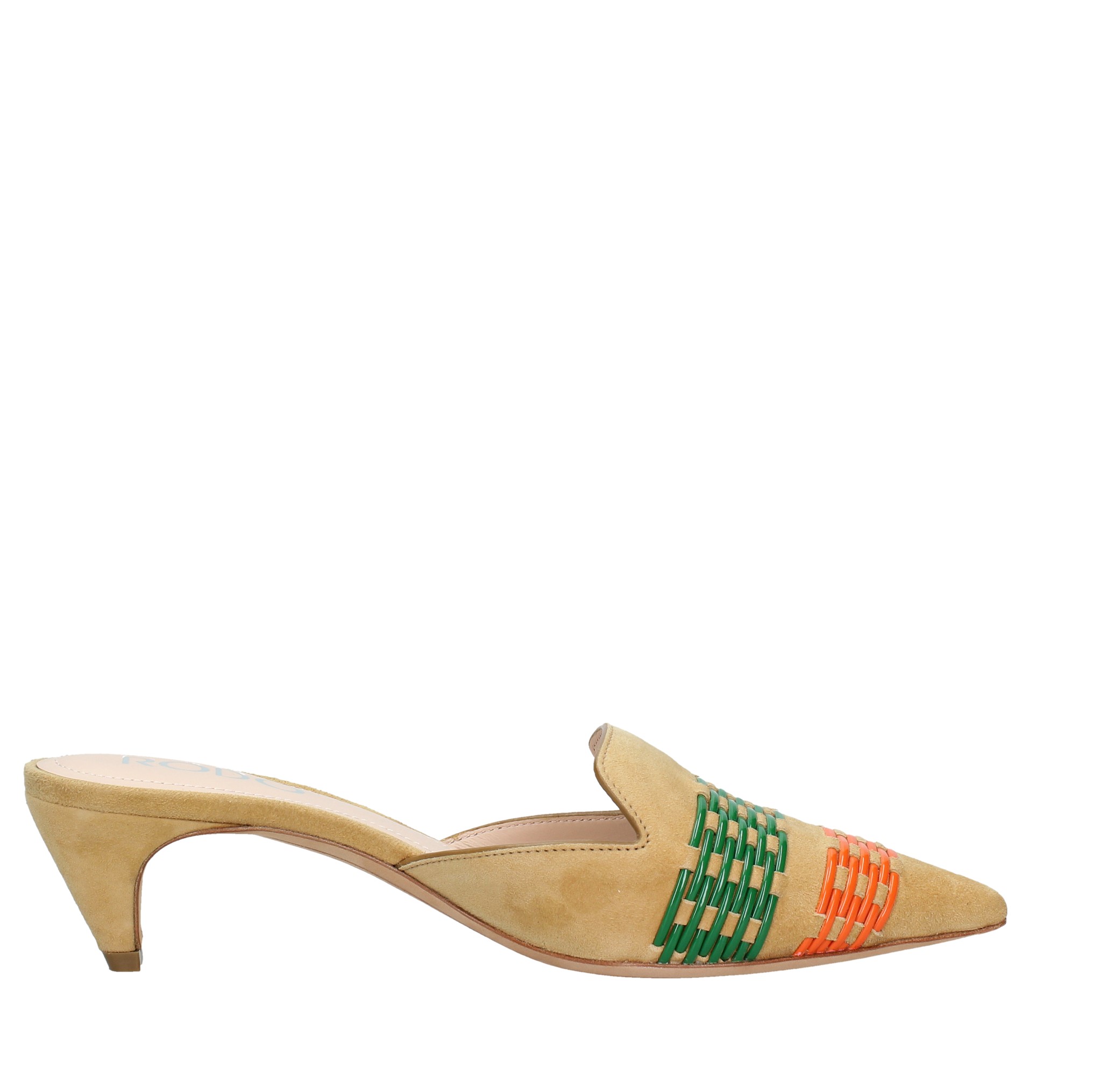 Suede mules and sabots woven pvc inserts - RODO - Ginevra calzature