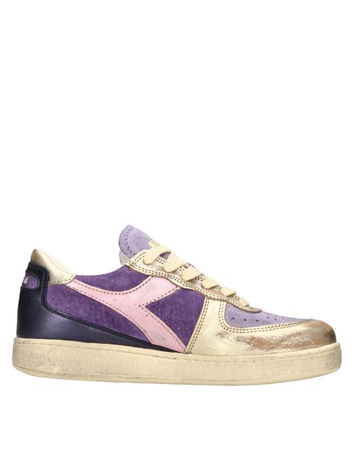 Sneakers in pelle e camoscio DIADORA HERITAGE | MI BASKET LOW METAL PIGSKIN USED WNVIOLA-ORO-ROSA