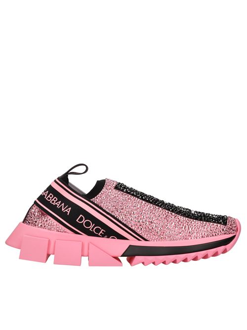 Fabric and rhinestone sneakers DOLCE&GABBANA | CK1644 AZ284 8B400ROSA-NERO