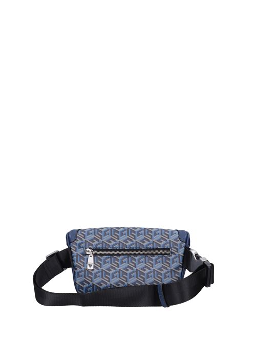 Faux leather bag. Zipper closure. 1 compartment. Front pocket. Adjustable fabric shoulder strap. GUESS | HMERLOP3231BLU