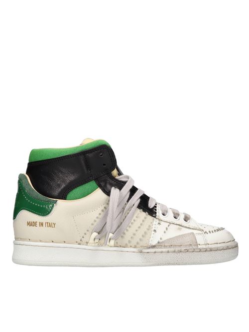 Vintage effect leather sneakers HIDNANDER | THE CAGEHC2WS175 100BIANCO-VERDE-NERO