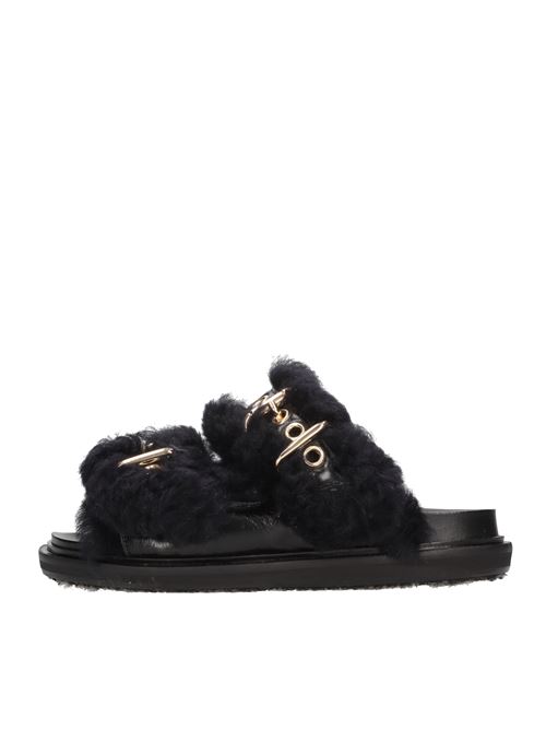 Mules in pelle e pelliccia MARNI | FBMS014501NERO