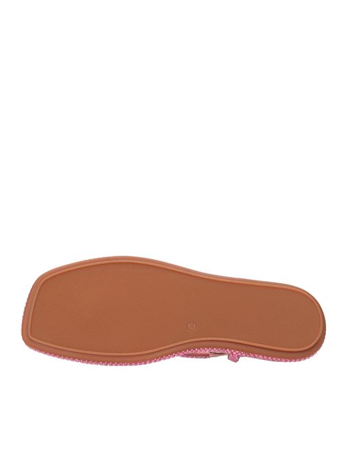 Flat flip-flop sandals in leather and rhinestones ALMA EN PENA | V23403ROSA