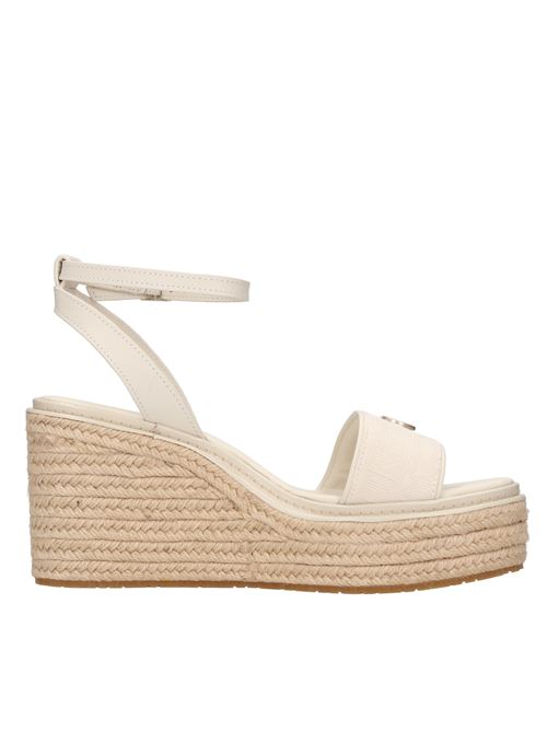 Leather and fabric wedge sandals CALVIN KLEIN | HW0HW01490BEIGE