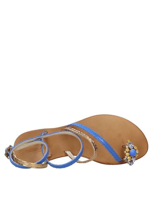 Flat leather thong sandals EMANUELA CARUSO | R05/DT10TAMPCUOIBLU-ORO