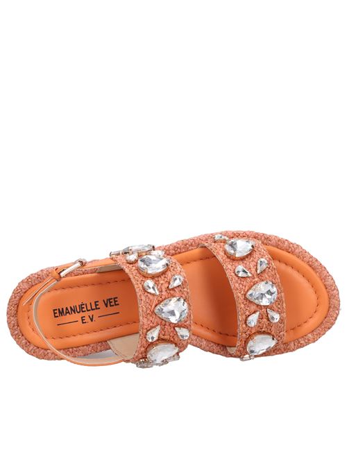 Raffia leather and rhinestone wedge sandals EMANUELLE VEE | 431M-712-10-RA3ARANCIO